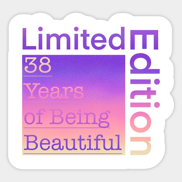 38 Year Old Gift Gradient Limited Edition 38th Retro Birthday Sticker by Designora